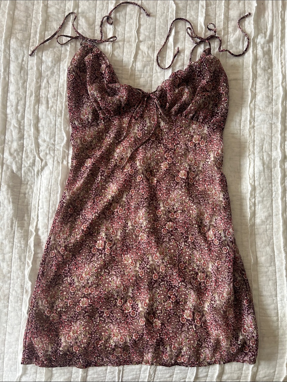 Floral Mini Slip Dress in Burgundy Pink